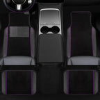 10 Pcs Car Floor Mats Full Set Car Accessories, Microfiber Leather Steering Wheel Covers 14.5-15 inch, Center Console Cover, Seat Belt Pads, Cup Coasters, Universal Interior Decor(Purple)