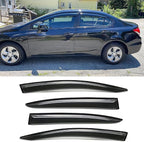 Side Window Visor Vent Deflector fit for 2012-2015 Honda Civic 4-Door Sedan,4pcs Outside Mount Tape-on Shatterproof Dark Smoke Window Shades Sun Rain Guard 94462