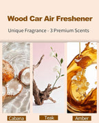 Car Air Freshener Long Lasting Car Odor Eliminator Scent Diffuser The Original Wood Air Freshener for Visor Clip Includes 1 Metal Clips