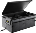 Car Trunk Organizer - 65L Collapsible Trunk Organizer with Lid, Sturdy Car Storage for SUV Auto Truck Van with Adjustable Straps and Non Slip Bottom (Gray)