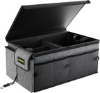 Car Trunk Organizer - 65L Collapsible Trunk Organizer with Lid, Sturdy Car Storage for SUV Auto Truck Van with Adjustable Straps and Non Slip Bottom (Gray)