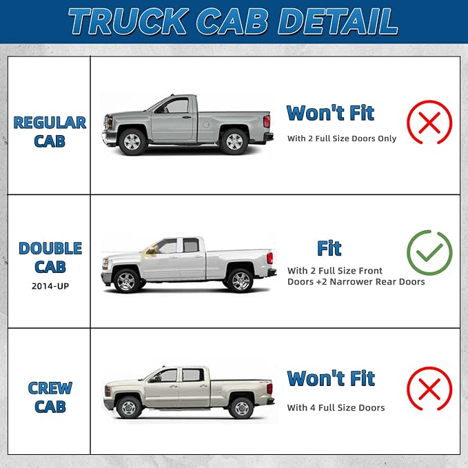 Set of 4 Front+Rear Smoke Sun/Rain Guard Outside Mount Tape-On Acrylic Window Visors Compatible with 14-18 Silverado Sierra 1500 15-18 2500/3500 HD Double/Extended Cab with Half Size Rear Doors