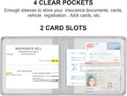 Car Registration and Insurance Holder, Vehicle Glove Box Car Organizer Men Women Wallet Accessories Case for Cards, Essential Document, Driver License, Silver