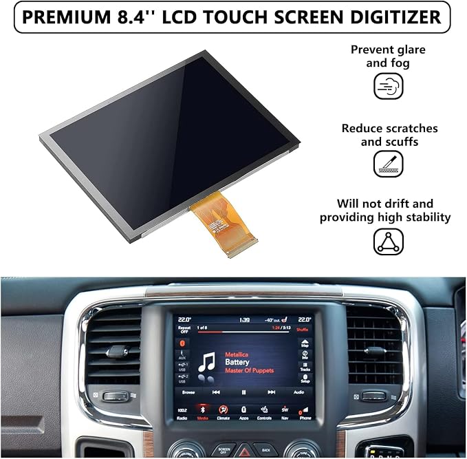 8.4 Inch Uconnect 4C UAQ LCD Monitor Touch-Screen Replacement Radio Navigation New OEM Compatible with 2017-2022 Dodge RAM Jeep Chrysler Replace #LA084X01(SL)(02)