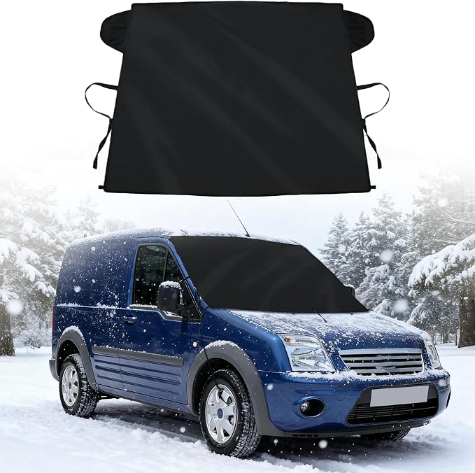2026 Upgrade Windshield Cover for Ice and Snow for Ford Transit Connect 2015-2025 2026 Van Accessories Oxford Fabric Windshield Frost Cover for Transit Connect All Weather Heat Sag-Proof Protector