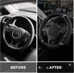 Leather Steering Wheel Cover - Made with PVC Leather - Anti-Slip, Universal Fit 14 1/2 inches to 15 inches - Black
