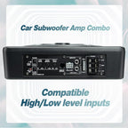 10" Upgrade 800W Slim Under Seat Powered Car Subwoofer, Car/Truck Audio Sub Built in Amplifier amp Combo Package, with Blue LED Light (Subwoofer+Installation Wire Kit)