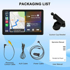 Portable Wireless Carplay Car Radio, 7" HD Touchscreen with Carplay Android Auto with Mirror Link/Voice Control/Bluetooth/FM/GPS Navigation/AUX