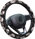 Rose Skull Steering Wheel Cover, Non Slip Polyester Car Wheel Protector for Car SUV Truck, Universal 15 Inch