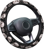 Rose Skull Steering Wheel Cover, Non Slip Polyester Car Wheel Protector for Car SUV Truck, Universal 15 Inch