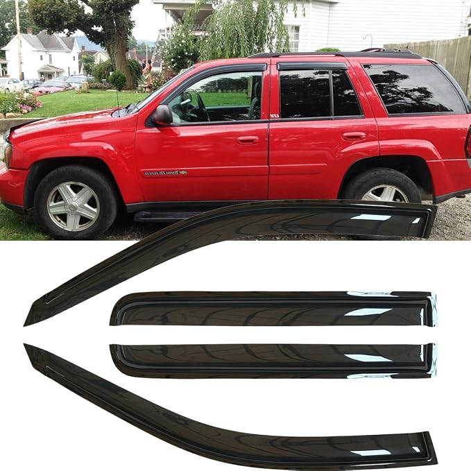 4pcs Original Shatterproof Rainproof Side Window Wind Deflectors for Trailblazer 02-09,Outside Mount Rain Guard Set,Nice Looking Window Visors for Car,Vent Deflector for 2002-2009 Envoy 94733