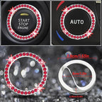 12 Pcs Bling Car Accessories Set for Women Car Floor Mats Full Set Steering Wheel Cover Seat Belt Covers Coasters Universal Fit Car SUV Truck Van Red