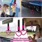 2 Pcs Heart Shaped Car Handle Strap – JD M Drift Charm Rear Bumper Warning Ring Decor for Car Interior Exterior, Subway Bus Handle Accessory, Cute Heart Car Decor Gift for Drivers (Hot Pink)