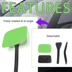 Car Window Cleaner Tool Kit,Microfiber Car Windshield Cleaner Inside with 4PCS Soft Reusable Cloth Cover,Universal Removable Car Glass Cleaner Tool Kit Car Cleaning Tools