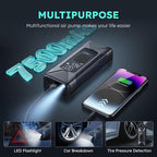 T10 Tire Inflator Portable Air Compressor, 160PSI Cordless Electric Air Pump with 7500mAh Battery, Digital Gauge, Auto Shut-off, Fast Inflation for Car, Motorcycle, Bike, Bicycle, Balls