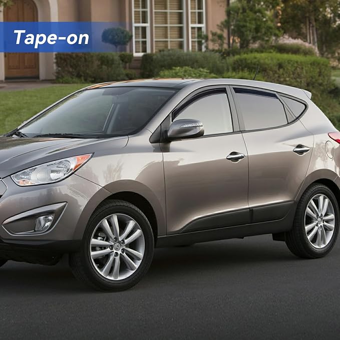Window Visors Rain Guards for 2010 2011 2012 2013 2014 2015 Hyundai Tucson, Out-Channel Window Vent Wind Deflectors Visors Shades for 10-15 Tucson
