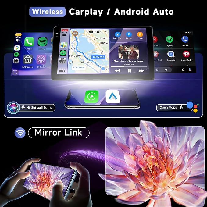 4G+ 128G Car Radio for Toyota Highlander 2000-2007, 9 Inch Double Din Car Stereo with Wireless Carplay and Android Auto Mirror Link, Bluetooth WiFi GPS Navigation SWC Backup Camera EQ FM/RDS