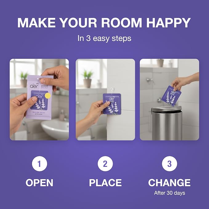 AER Power Pocket Lavender Bloom Solid Gel Air Freshener for the Entire Home with Long Lasting Scent Pack of 6