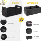 Car Trunk Organizer for SUV, Car Storage Organizer Collapsible Multi Compartment Container Box, Adjustable Car Accessories for Women/Men, Black