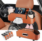 Car Back Seat Organizer with 2 Drink Cup Holder - Tissue Box and Storage Box Hook - Multi-functional Storage - Great for Kids and Travel (Orange)