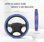 Blue Mandalas Elastic Steering Wheel Cover Non-Slip Breathable Steering Wheel Protector Fit Auto, SUVs, Truck