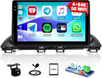 [4+64GB] Android 15 Car Radio Stereo for Mazda 3 Axela 2014-2019 with Wireless CarPlay Android Auto,9" Touch Screen Car Radio with Bluetooth GPS WiFi FM/RDS EQ SWC Backup Camera