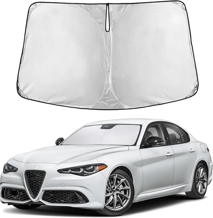 Windshield Sunshade Compatible for Alfa Romeo Giulia 2016-2024 2025 2026, Sun Visor for Front Windshield & Window Sun Shade Cover, UV Heat Blocker & Protector, Car Accessories