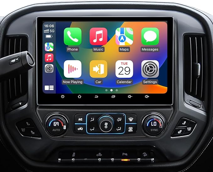 11.5" 8core 4G+64G Car Radio for GMC Sierra Chevy Silverado 2014-2018 | 5G WiFi 6 Bluetooth 5.4 Carplay/Android Auto/GPS/AM FM Radio/1080P SWC/Backup Camera Upgrade Stereo Head Unit Replacement