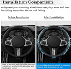 Car Leather Steering Wheel Cover - Panapi Material, Universal 14.5-15 Inch Leather Anti-Slip Breathable Auto Steering Wheel Covers for Men Women (Embroidery-Blue)