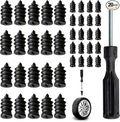 Tire Plugs Screw Type,Tire Repair Rubber Nail Kit, 2 Size Vacuum Tire Plug Kit, Carbon Steel Center, for Car, Motorcycle, Truck, Bicycle, ATV, with Storage Case