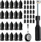 Tire Plugs Screw Type,Tire Repair Rubber Nail Kit, 2 Size Vacuum Tire Plug Kit, Carbon Steel Center, for Car, Motorcycle, Truck, Bicycle, ATV, with Storage Case