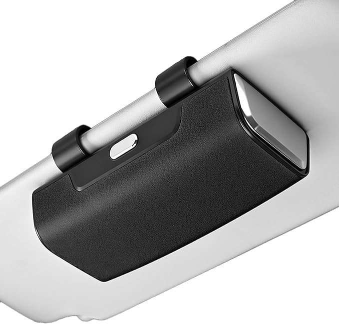 Car Sunglasses Holder for Sun Visor, Button Leather Eyeglass Hanger and Interior Storage Box