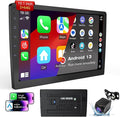 Double Din Android 13 Car Stereo Receiver - 10.1" Universal HD Touchscreen w/64GB, Built-in GPS & Backup Camera, Bluetooth 4.1, Supports CarPlay/MirrorLink (1990-2023 Vehicles)