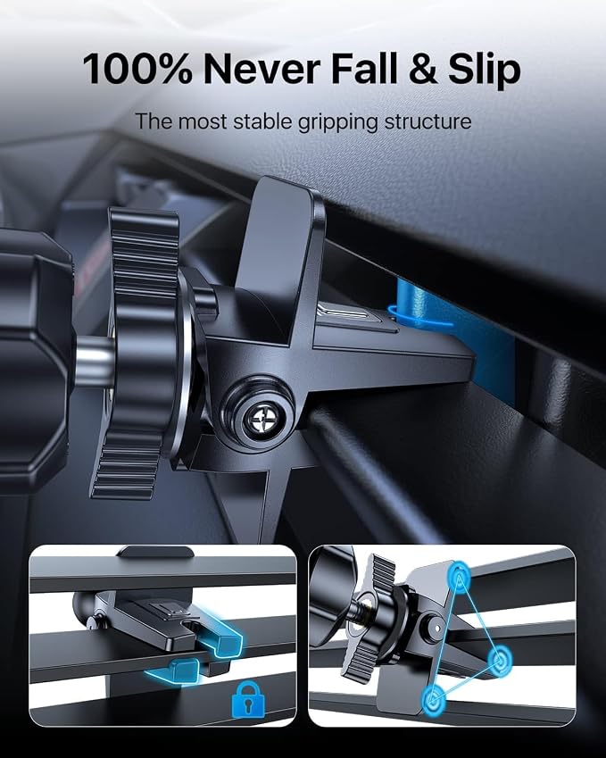 Phone Holders for Your Car - Air Vent Phone Mount, Ultra-Stable Metal Clip with Anti-Shake & 360° Rotation, Universal Car Mount Fit iPhone 17/16/15/14/13/12 Pro Max/Android/Samsung Gary