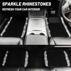 12 Pcs Bling Car Accessories Set for Women Car Floor Mats Full Set Steering Wheel Cover Seat Belt Covers Coasters Universal Fit Car SUV Truck Van Silver