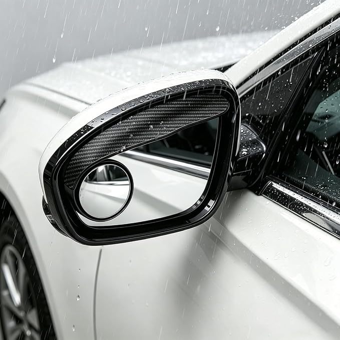 Zpana Car Blind Spot Mirrors with Rain Guard, 2 in 1 360° Adjustable Vehicle Rain Eyebrow Reversing Side Rearview, Automotive Reverse Assist Side Mirror Sunshade, Universal for SUV RV Truck