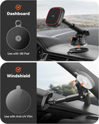 for MagSafe Car Mount, Dashboard & Windshield Suction Cup Holder with Telescopic Arm, Magnetic Phone Holder for Your Car, Designed for iPhone MagSafe Case (Black-Magsafe)