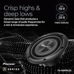 A-Series TS-A2000LD2 8” Subwoofer – 700W Max, Shallow-Mount Design, Deep Bass in Tight Spaces