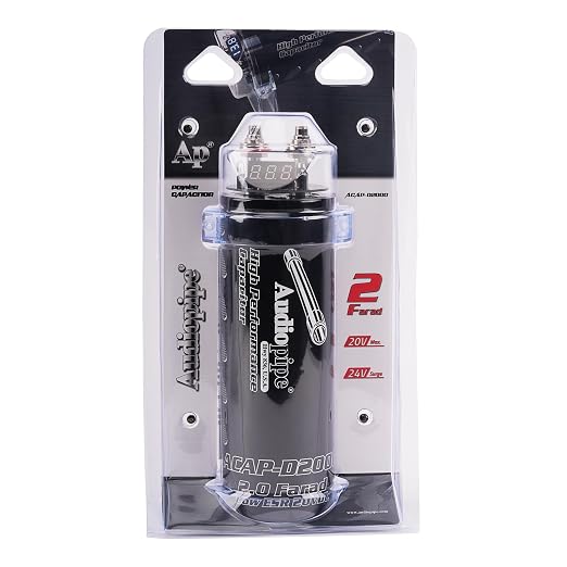 ACAP-D2000 Car Audio 24 Volt Surge Power Capacitor Kit for Car Stereo Amplifier with Digital Display and Electronic Protection, Black (2 Farad)