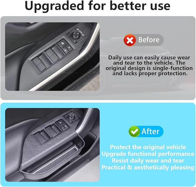 Door Side Storage Organizer Compatible with 2019-2025 RAV4 Accessories, Front & Rear 4PCS Door Handle Insert Organizer Tray, TPE Phone Pockets Fit for RAV-4 Accessories
