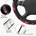 Red Rose Steering Wheel Cover, Cute Print Steering Wheel Cover Protector, Ultra-Thin with Personalized Pattern Design, Car Accessories for Women, for Steering Wheel with a Diameter of 14.5"-15"