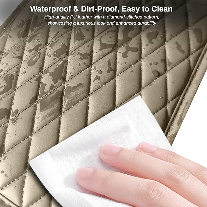 Car Center Console Cover Upgraded Microfiber Leather Car Arm Rest Cover with 2 Storage Bags Universal Armrest Cover for Car Storage Box Car Interior Accessories Protector for Most Vehicle-Beige