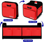 Car Trunk Organizer for SUV, 18.5Gal Large Capacity No-Sag Heavy Duty, Foldable Waterproof Anti-Slip Storage with 12 Pockets, Fit Sedan, Truck, Universal Car Accessories, Red, 2 Compart, Large