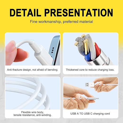 Car Carplay USB A to USB C Cable for iPhone 16E 17 16 iPhone 15 Pro Max 16E 15 Chargers, iPhone 15 Carplay Cable i Phone 15 Pro Plus, AirPods 4,AirPods Pro 3 2nd/3rd, iPad 13 10th Air 5 Mini 6th 3FT