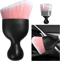 Car Detailing Brush, Curved Soft Bristles Auto Removal Dust Collectors, Universal Vehicle Dashboard, Air Conditioner Vents etc Interior Cleaning Tool Accessory (Pink/White)