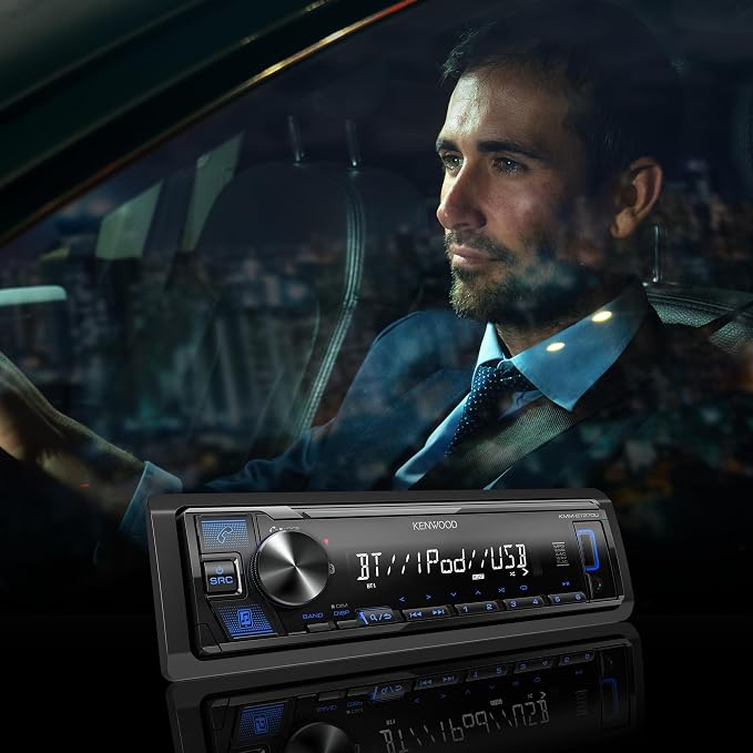 KMM-BT270U Bluetooth Digital Media Car Stereo Receiver with USB Port – AM/FM Radio, MP3 Player, High Contrast LCD, Detachable Face Plate, Single DIN, 13-Band EQ