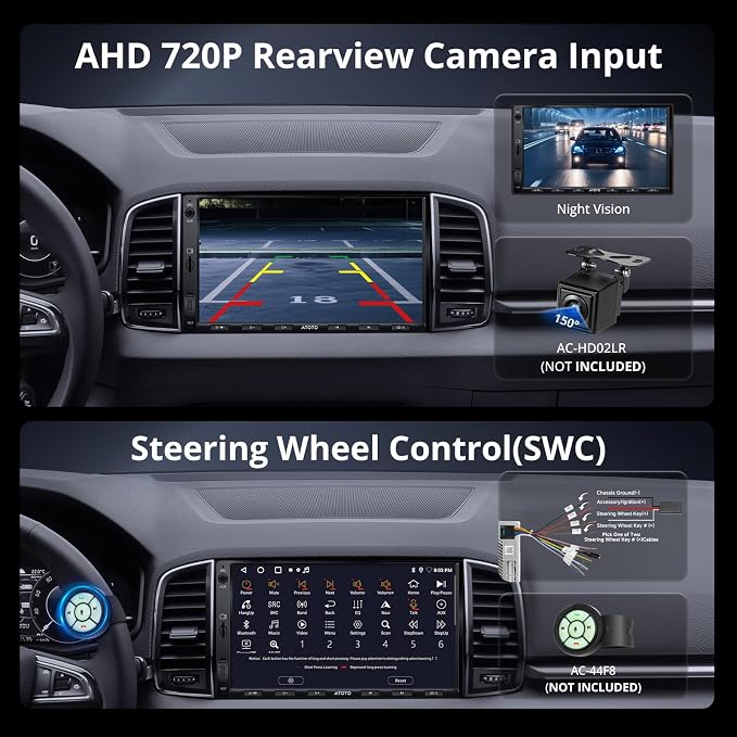 A5L 7inch Android Double DIN Car Stereo, Wireless CarPlay&Android Auto, Wi-Fi/USB/BT Tethering, QLED Touch Screen Car CarPlay, DSP, MirrorLink, FM&SS Radio, HD LRV, HDMI Out, AI&GPS Tracking
