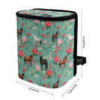 Horse Flower Print Car Trash Can with Lid, Leak Proof Auto Trash Bag Hanging Vehicle Garbage Can Multipurpose Storage Container for Back Seat Road Trip
