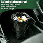 2 PCS Car Trash Can, Portable Collapsible Garbage Bin, Waterproof Mini Hanging Rubbish Bin Leakproof Trash Bag (Black)