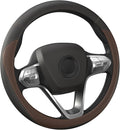 Car Steering Wheel Cover - Universal Car Accessory for Diverse Cars, Durable Leather Cover with Anti-Slip Lining, for Steering Wheel with a Diameter of 14.5"-15", Brown